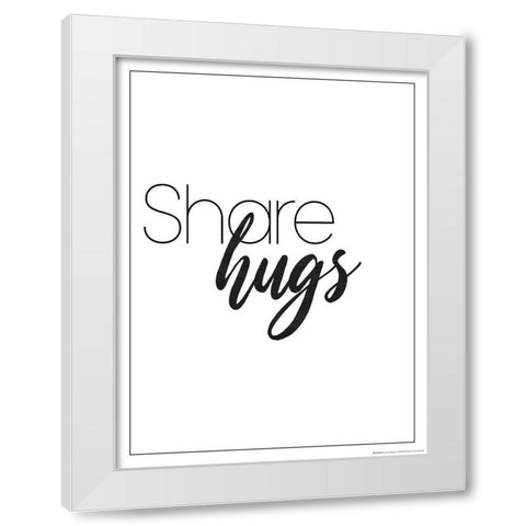 Share Hugs White Modern Wood Framed Art Print by Villa, Mlli
