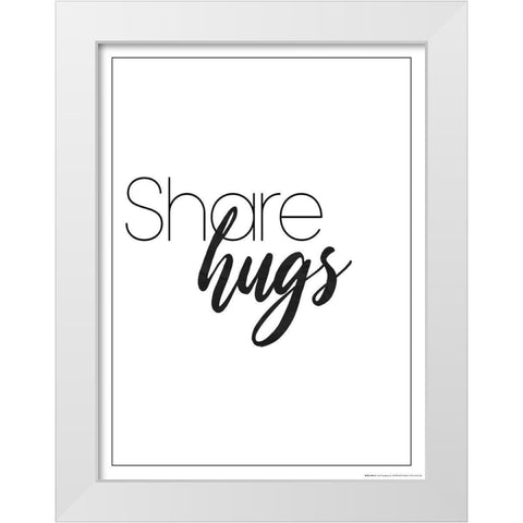 Share Hugs White Modern Wood Framed Art Print by Villa, Mlli