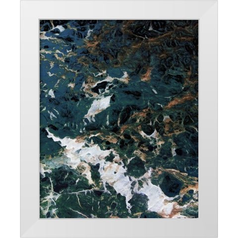 Dark Blue Smog Abstract White Modern Wood Framed Art Print by Villa, Mlli