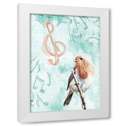 Music Bird White Modern Wood Framed Art Print by Villa, Mlli