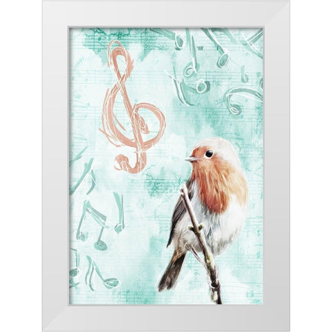 Music Bird White Modern Wood Framed Art Print by Villa, Mlli