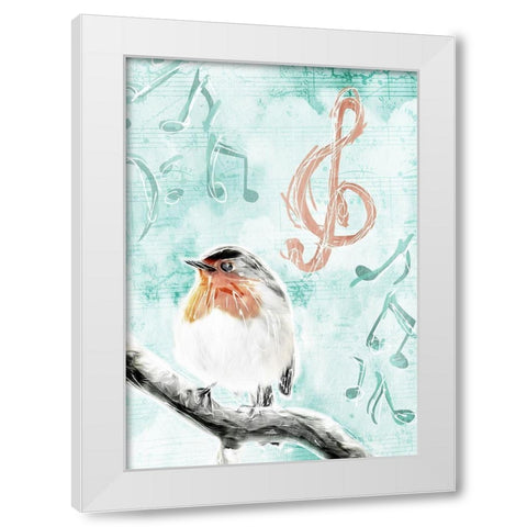 Music Bird Mate White Modern Wood Framed Art Print by Villa, Mlli