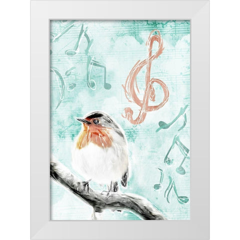 Music Bird Mate White Modern Wood Framed Art Print by Villa, Mlli