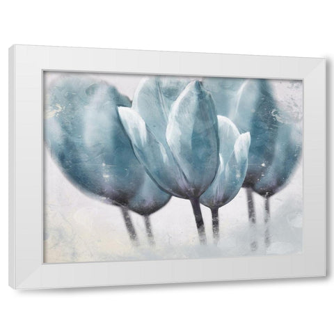 Three Tulip Blue White Modern Wood Framed Art Print by Villa, Milli
