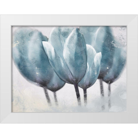 Three Tulip Blue White Modern Wood Framed Art Print by Villa, Milli