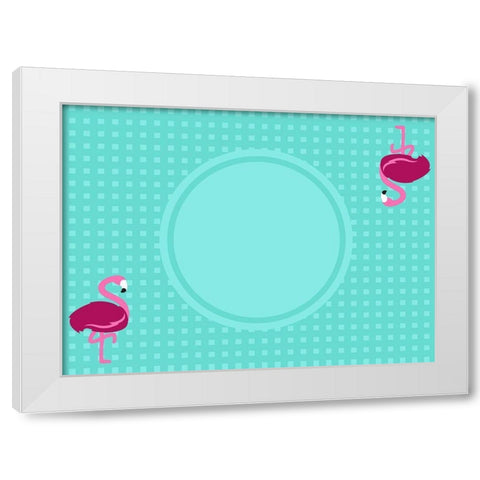 Flamingo Placemat White Modern Wood Framed Art Print by Villa, Mlli