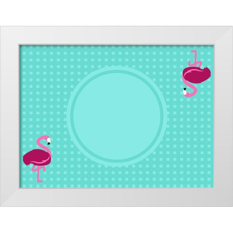 Flamingo Placemat White Modern Wood Framed Art Print by Villa, Mlli