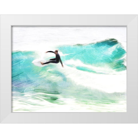 Riding The Wave White Modern Wood Framed Art Print by Villa, Mlli