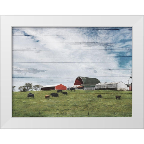 Farmhouse On The Hill White Modern Wood Framed Art Print by Villa, Mlli
