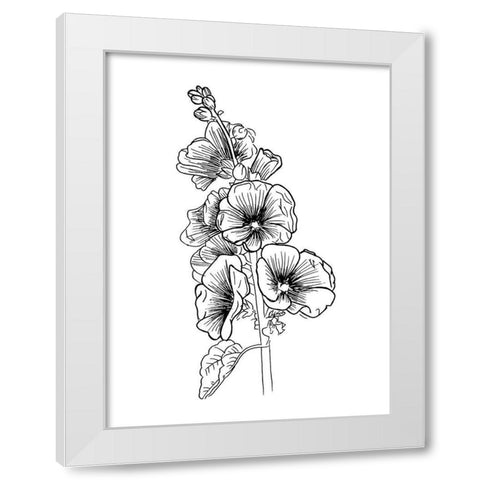 Lined Flowers White Modern Wood Framed Art Print by Villa, Mlli