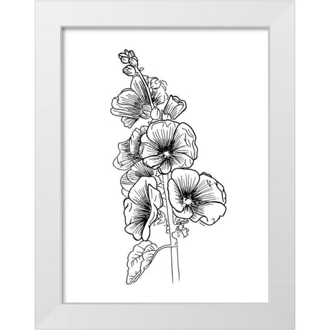 Lined Flowers White Modern Wood Framed Art Print by Villa, Mlli