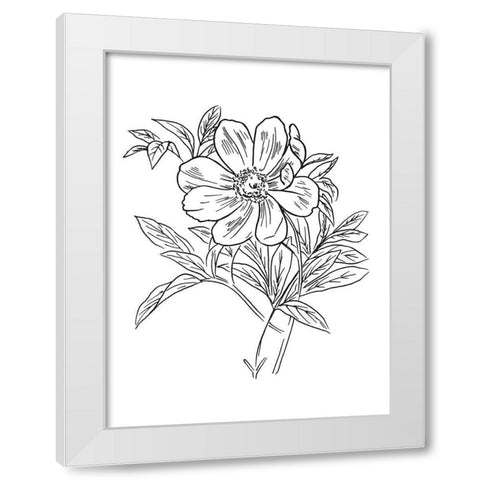 Lined Flowers Mate White Modern Wood Framed Art Print by Villa, Mlli
