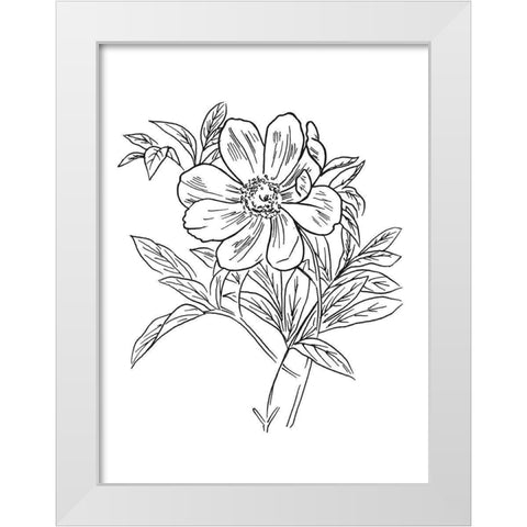 Lined Flowers Mate White Modern Wood Framed Art Print by Villa, Mlli