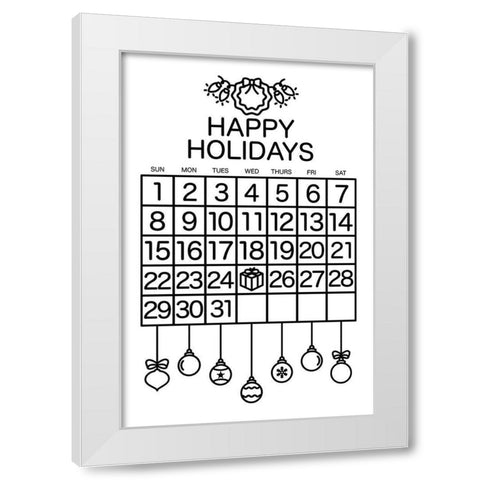 Happy Holidays White Modern Wood Framed Art Print by Villa, Mlli