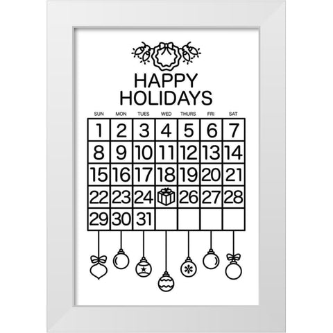 Happy Holidays White Modern Wood Framed Art Print by Villa, Mlli