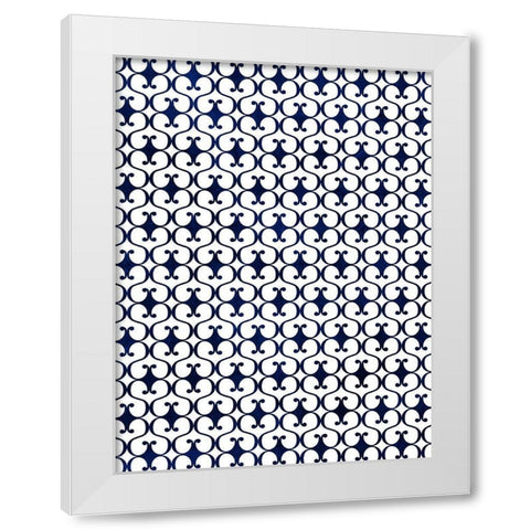 Blue Flourish White Modern Wood Framed Art Print by Villa, Mlli