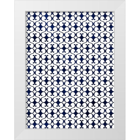 Blue Flourish White Modern Wood Framed Art Print by Villa, Mlli