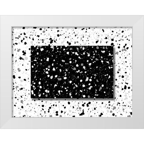 Black White Speckles White Modern Wood Framed Art Print by Villa, Mlli