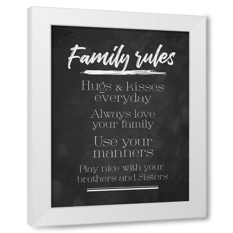 Family Rules Chalk Tone White Modern Wood Framed Art Print by Villa, Mlli