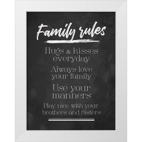 Family Rules Chalk Tone White Modern Wood Framed Art Print by Villa, Mlli