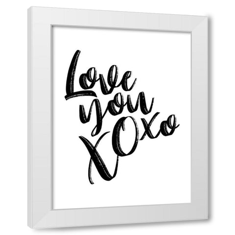 Love You Xoxo White Modern Wood Framed Art Print by Villa, Mlli