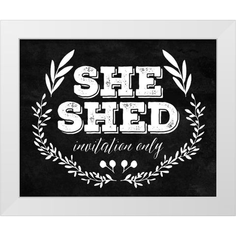 She Shed White White Modern Wood Framed Art Print by Villa, Mlli
