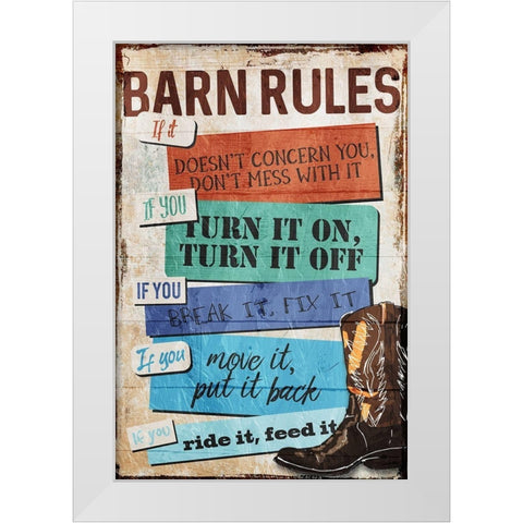 Barn Rules White Modern Wood Framed Art Print by Villa, Milli