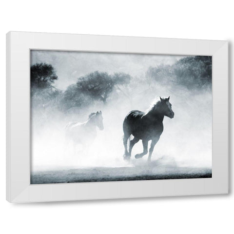 Running Horses 2 White Modern Wood Framed Art Print by Villa, Milli