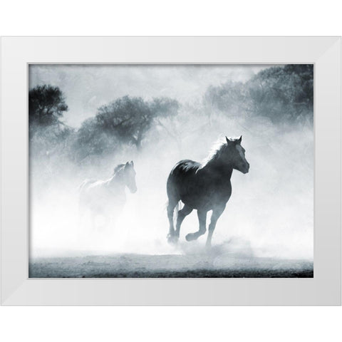 Running Horses 2 White Modern Wood Framed Art Print by Villa, Milli