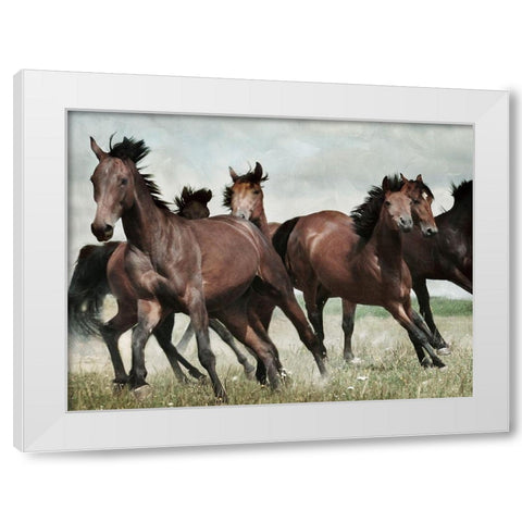 Running Horses 3 White Modern Wood Framed Art Print by Villa, Milli