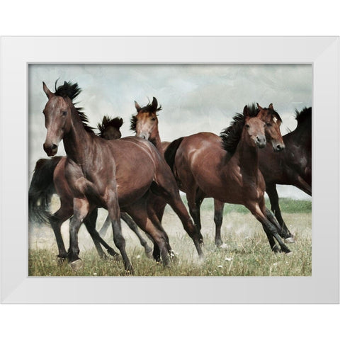 Running Horses 3 White Modern Wood Framed Art Print by Villa, Milli