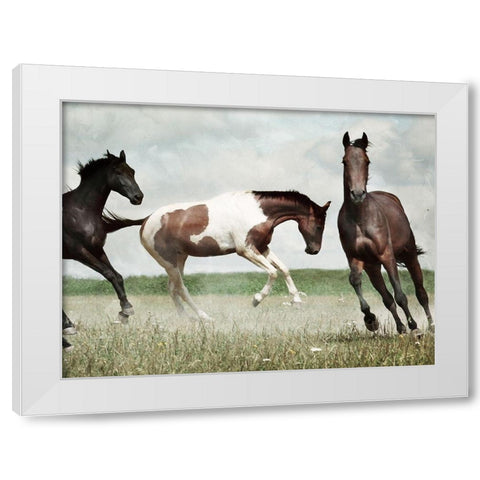Running Horses 4 White Modern Wood Framed Art Print by Villa, Milli