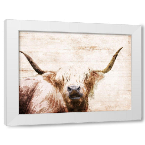 The Bull Look White Modern Wood Framed Art Print by Villa, Milli