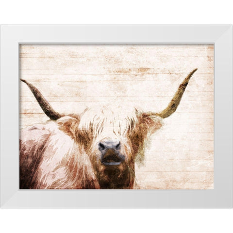 The Bull Look White Modern Wood Framed Art Print by Villa, Milli