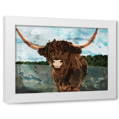 Hi Bull White Modern Wood Framed Art Print by Villa, Milli