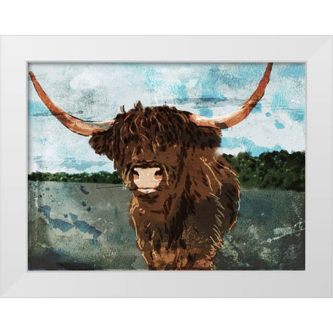 Hi Bull White Modern Wood Framed Art Print by Villa, Milli