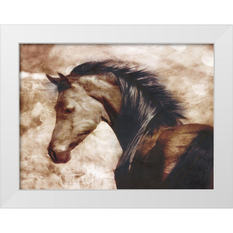 Look At The Horse White Modern Wood Framed Art Print by Villa, Milli