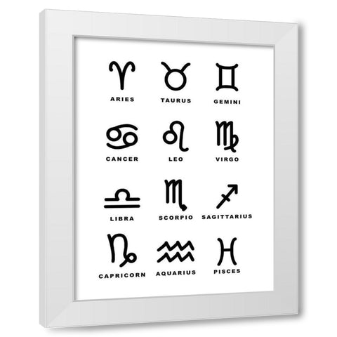 Symbol Zodiac White Modern Wood Framed Art Print by Villa, Milli
