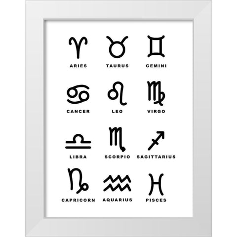 Symbol Zodiac White Modern Wood Framed Art Print by Villa, Milli