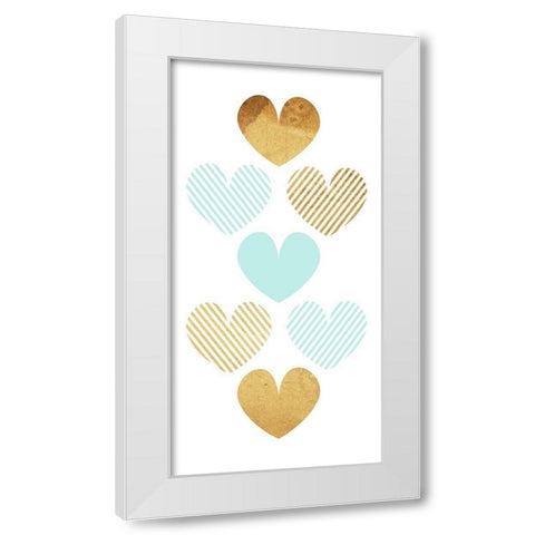 Crossed Heart Teal White Modern Wood Framed Art Print by Villa, Mlli
