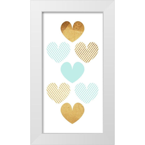 Crossed Heart Teal White Modern Wood Framed Art Print by Villa, Mlli