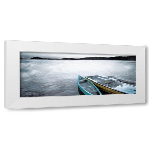 Three Boats White Modern Wood Framed Art Print by Villa, Mlli