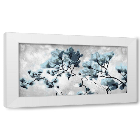Blue Bloom White Modern Wood Framed Art Print by Villa, Mlli
