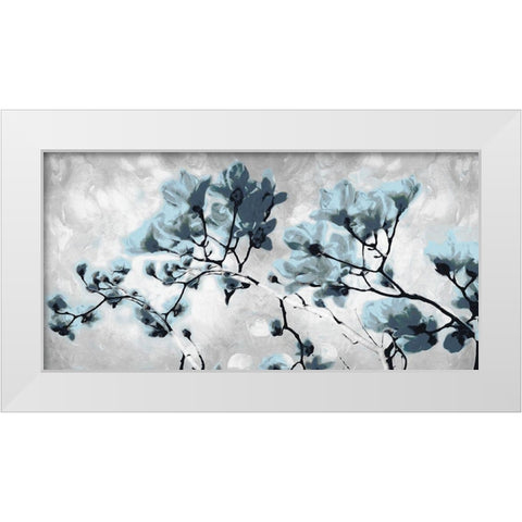 Blue Bloom White Modern Wood Framed Art Print by Villa, Mlli