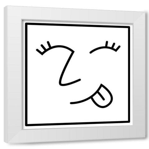 Sticking Tongue Out White Modern Wood Framed Art Print by Villa, Mlli