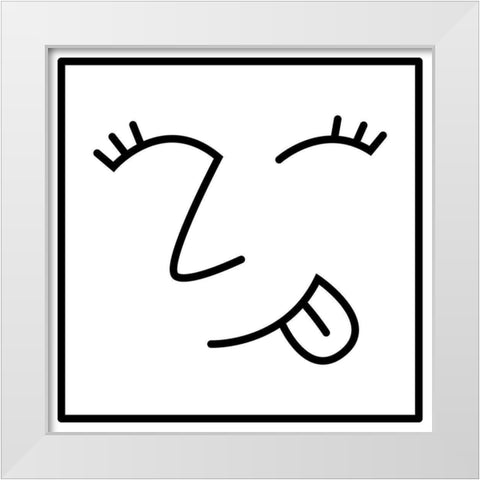 Sticking Tongue Out White Modern Wood Framed Art Print by Villa, Mlli