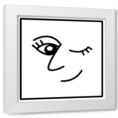 Winky Face White Modern Wood Framed Art Print by Villa, Mlli