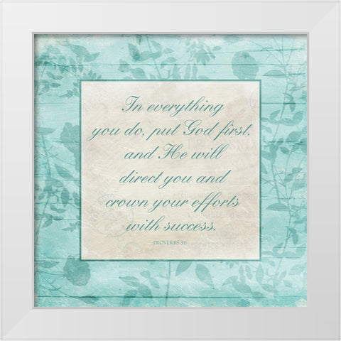 Floral Religious White Modern Wood Framed Art Print by Villa, Mlli