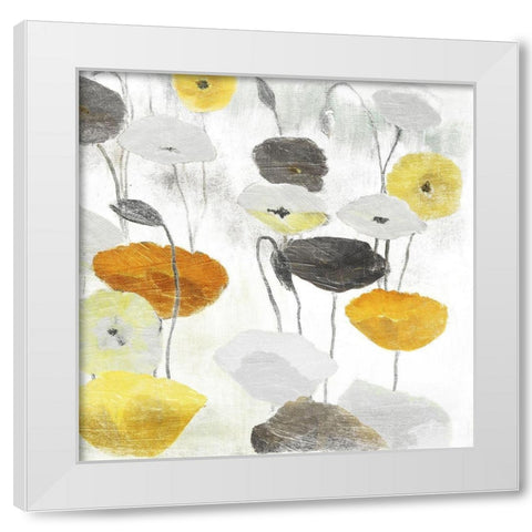 Yellow Grey Poppies Two White Modern Wood Framed Art Print by Villa, Mlli