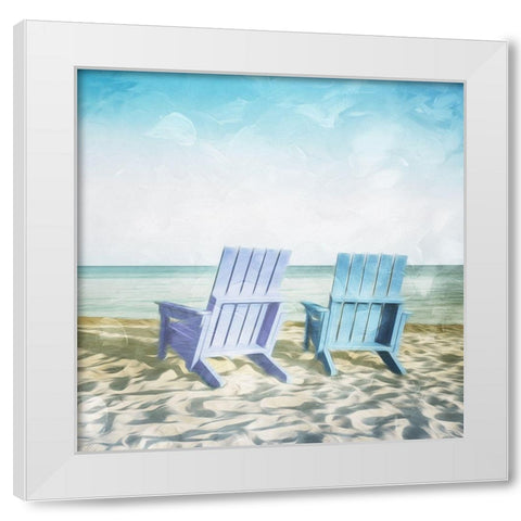Lets Sit On The Beach White Modern Wood Framed Art Print by Villa, Mlli